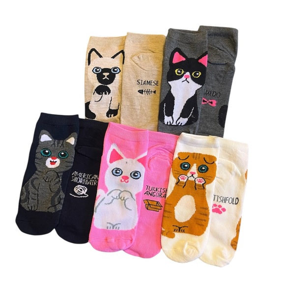 Cat-Themed Colorful Socks Set - Picture 3 of 9